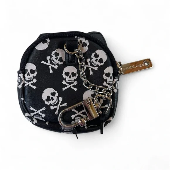 Betsy Johnson Skull Print Cat  Coin Ear Bud Pouch - Picture 2 of 4